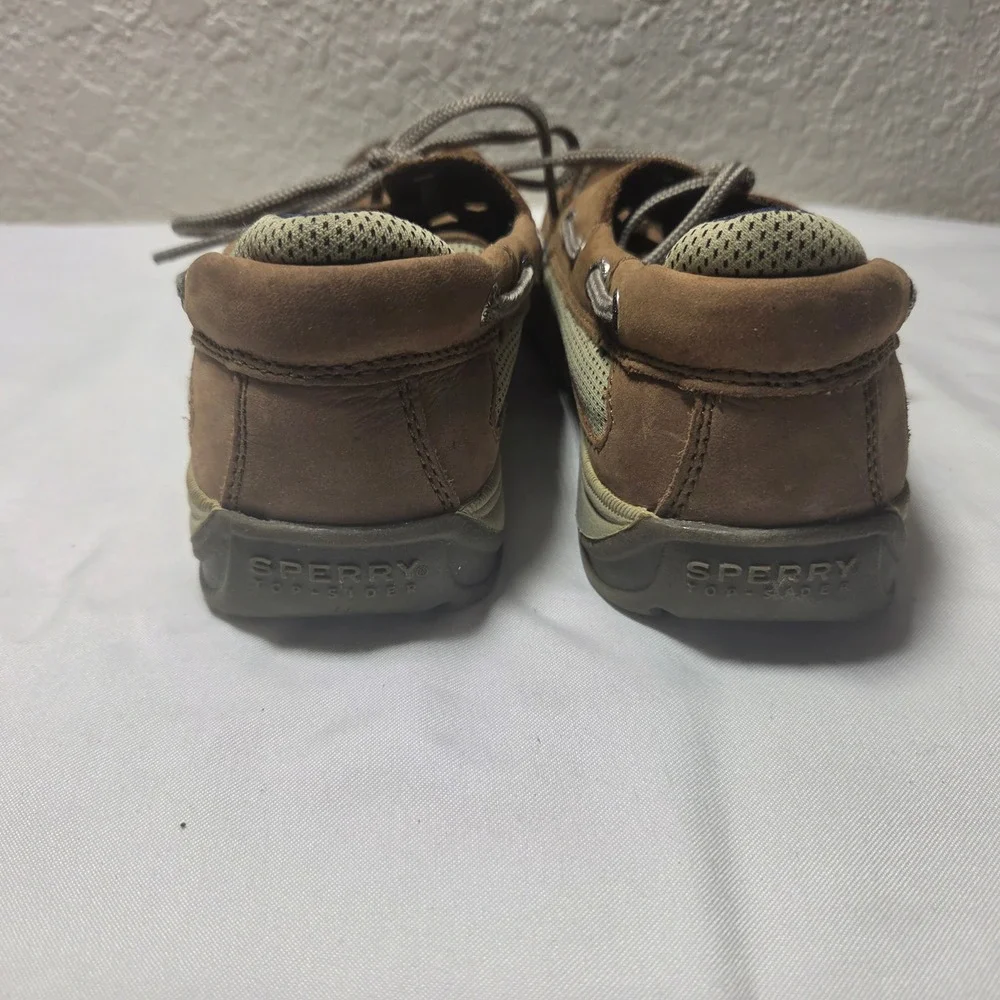 Sperry Top-Sider Lanyard Boys Brown Leather Mesh Boat Shoes YB46122A Size 2M